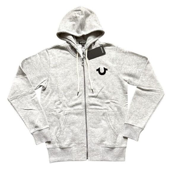 True Religion Gray Zip-Up Hoodie Sweatshirt Heather Grey Women’s Size Small - Picture 1 of 13